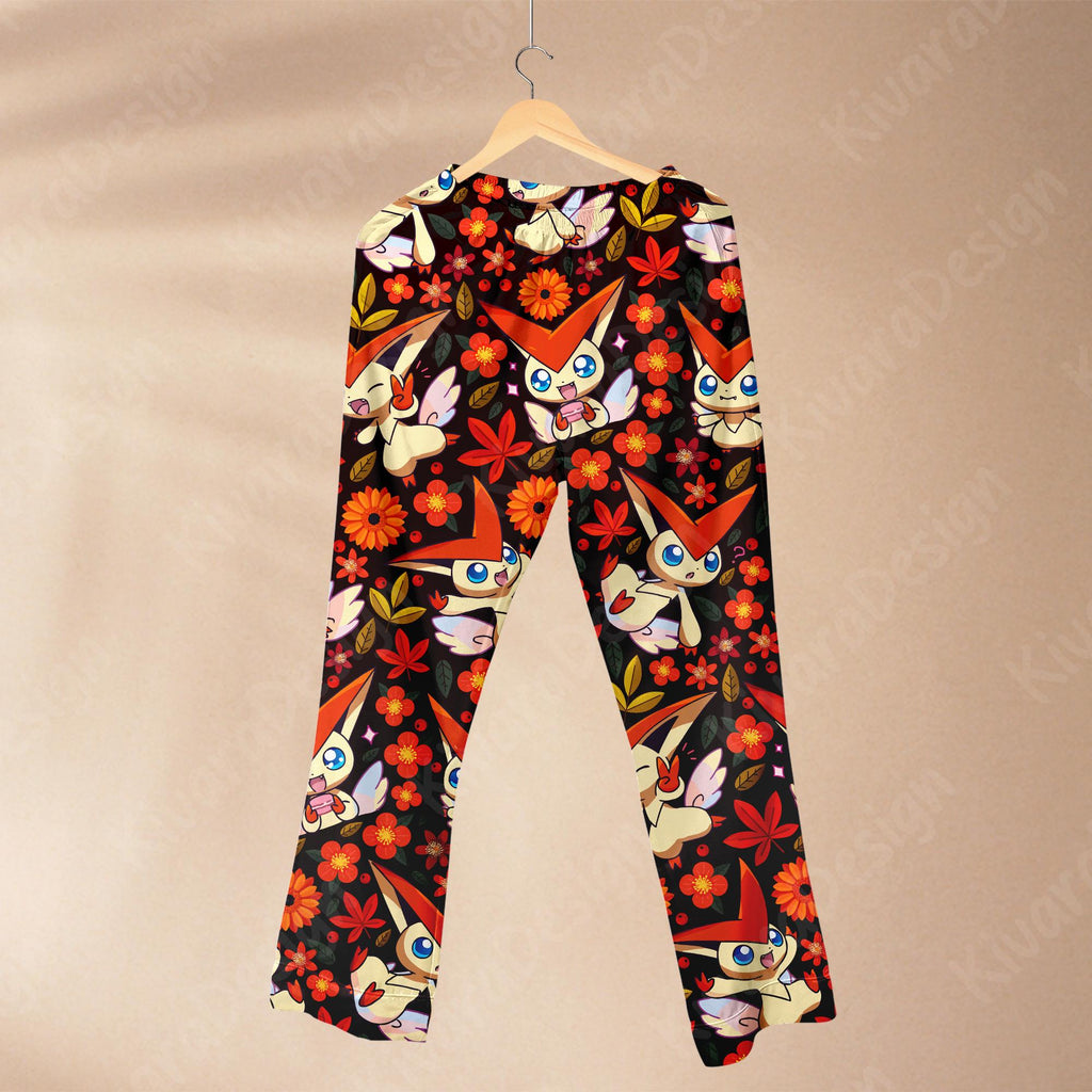 Victini Pajama Set, Mythical Sleepwear Polyester Pajamas, Video Game Anime Loungewear Fans