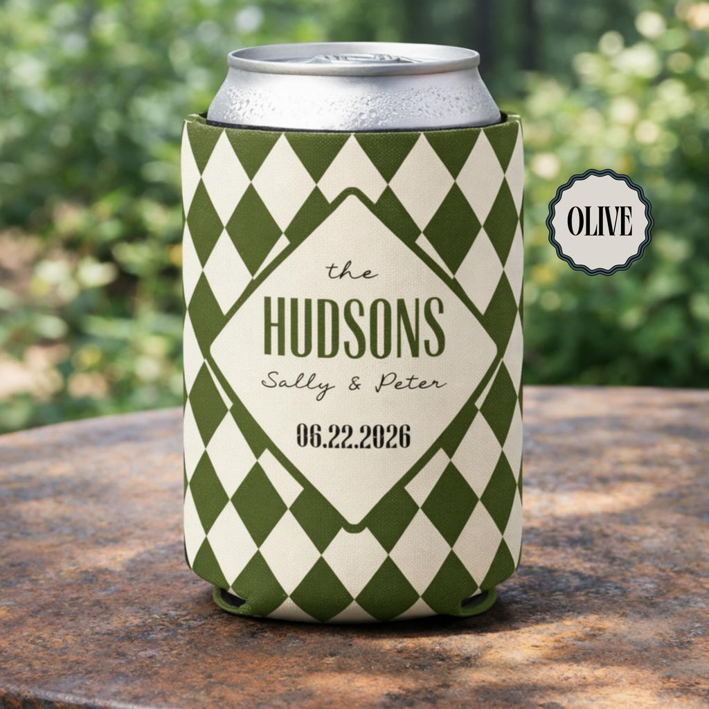 Personalized Wedding Can Coolers, Custom Monogrammed Can Coolers, Custom Can Coolers, Custom Wedding Favors, Party Favors (CZ507)