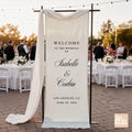 Wedding Welcome Sign, Fabric Wedding Banner – Custom Linen Wedding Sign, Outdoor Ceremony Decor, Minimalist Wedding Entrance Sign