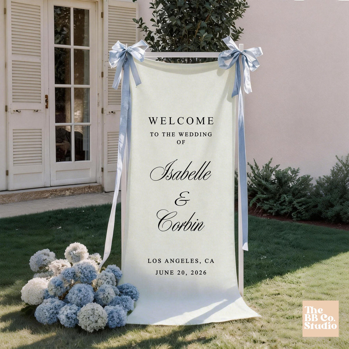 Wedding Welcome Sign, Fabric Wedding Banner – Custom Linen Wedding Sign, Outdoor Ceremony Decor, Minimalist Wedding Entrance Sign