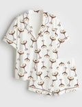 Cocktail Glass Pajama Shirt and Shorts, Martini Print Loungewear, Party Theme Sleepwear