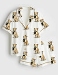 Dog Coffee Pajama Shirt and Shorts, Funny Dog Print Loungewear Sleepwear