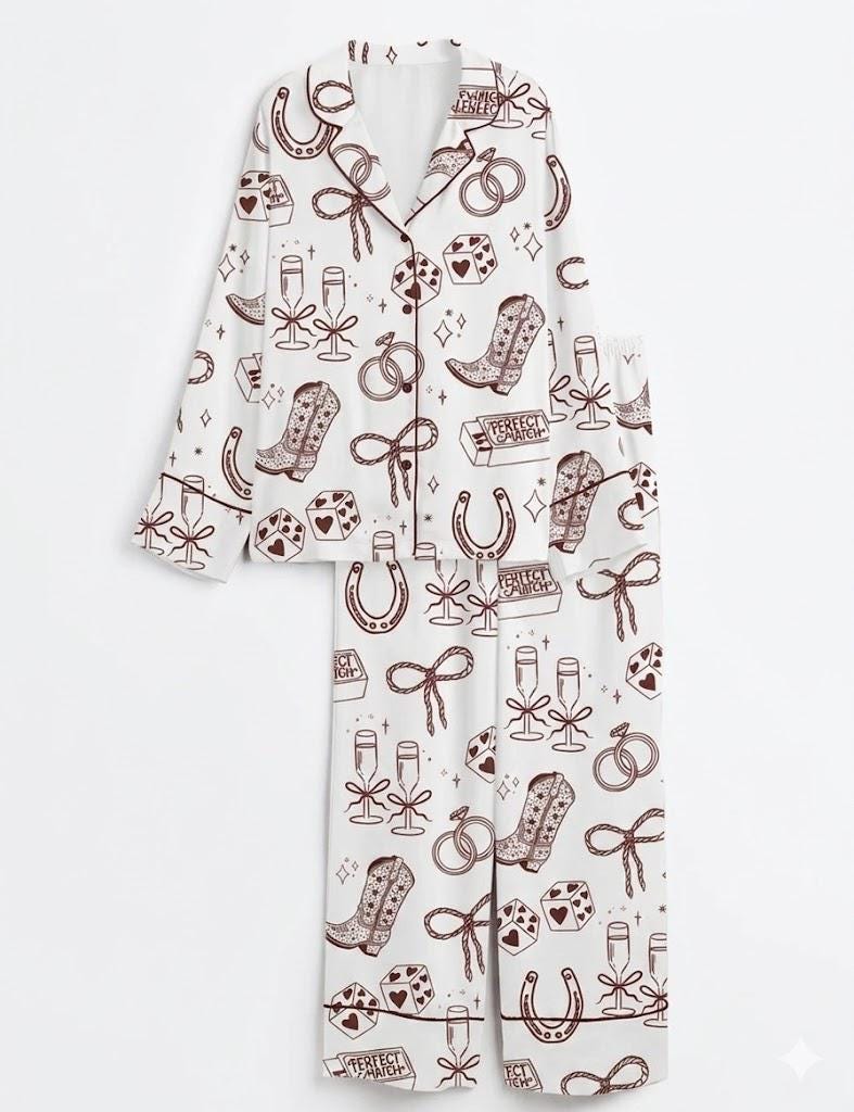 Western Pajama Set, Cowgirl Bachelorette Party Women's PJs