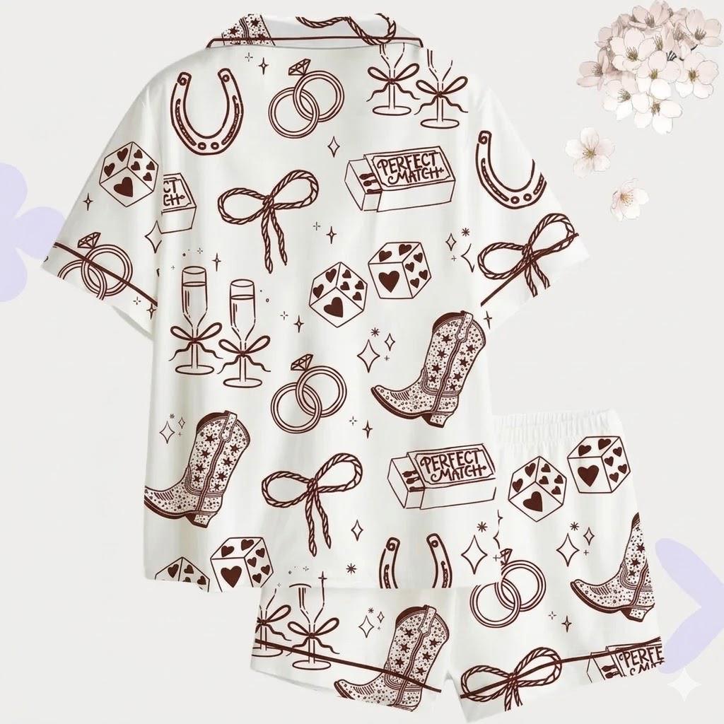 Western Pajama Set, Cowgirl Bachelorette Party Women's PJs