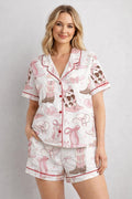 Pink Cowgirl Boots Pajama Set, Western Bow Sleepwear, Country Girl Pajamas