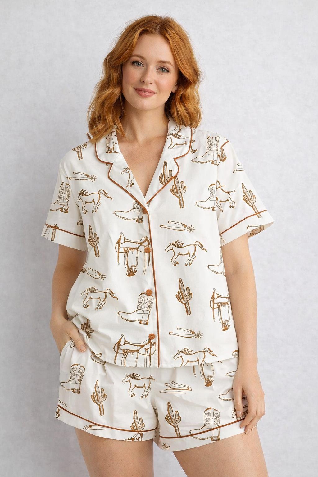 Western Cowboy Pajama Set, Cowgirl Boots Sleepwear, Country Western Pajamas