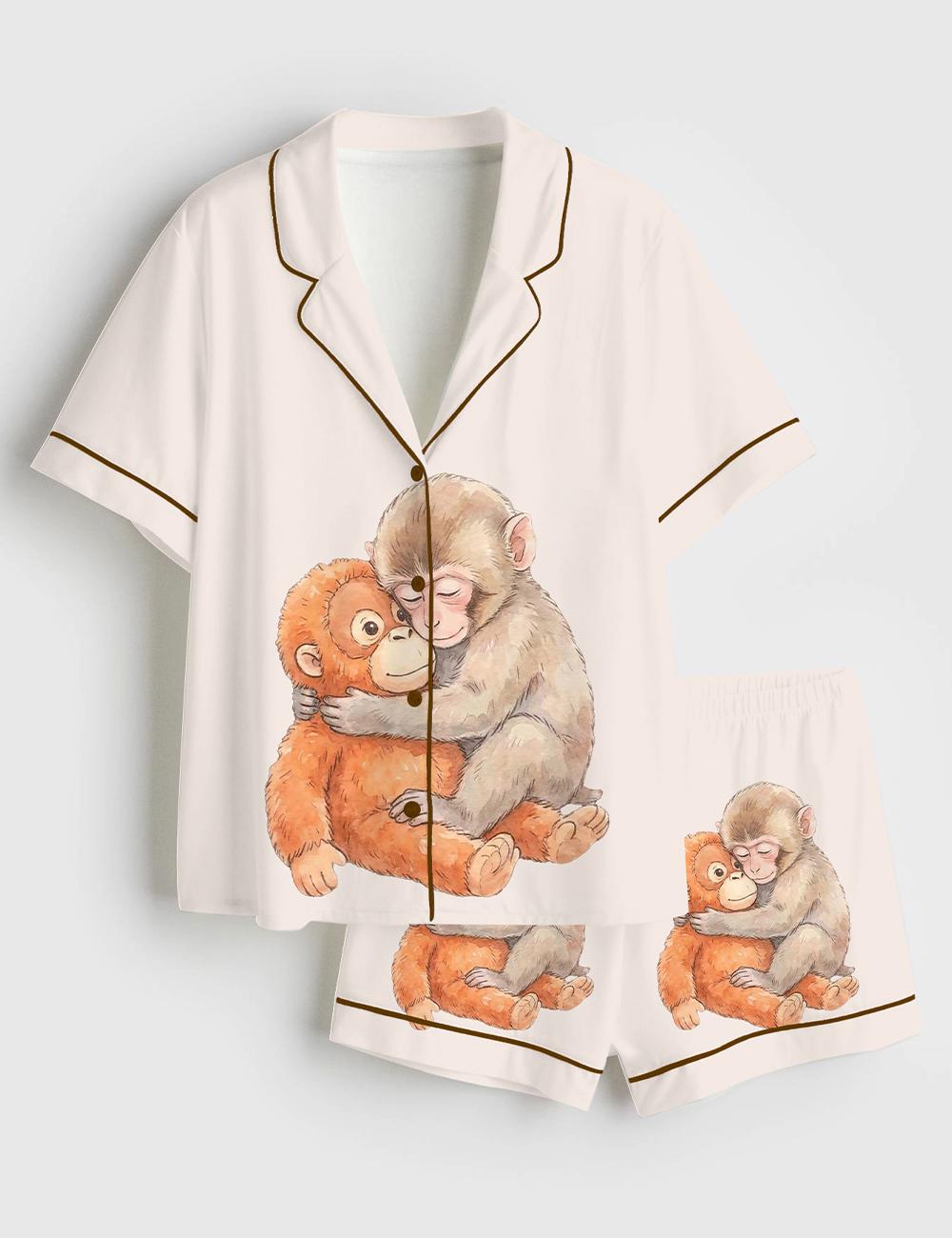Animal Pajamas, Monkey Print Sleepwear, Womens Lounge Pajamas