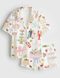 Celebration Print Pajamas, Party Theme Sleepwear, Womens Lounge Pajamas