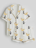 Kitten Print Sleepwear, Animal Lounge Set, Womens Nightwear