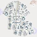 Going to the Chapel Bridal Pajama Set – Blue Wedding Icons Getting Ready PJs