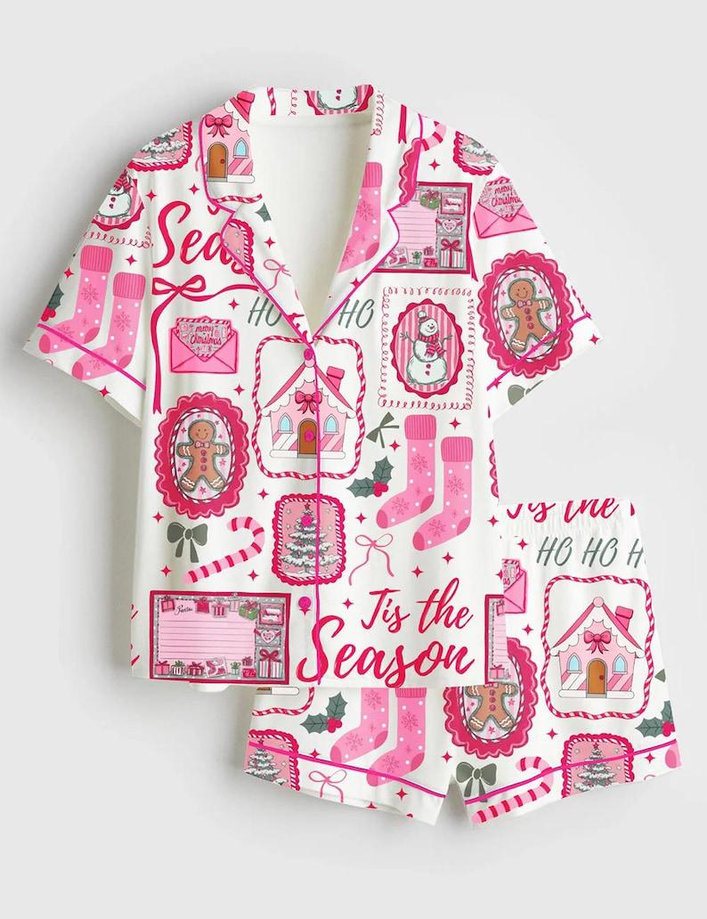 Women's Christmas Pajama Set, Gingerbread Print Sleepwear, Cozy Lounge Wear