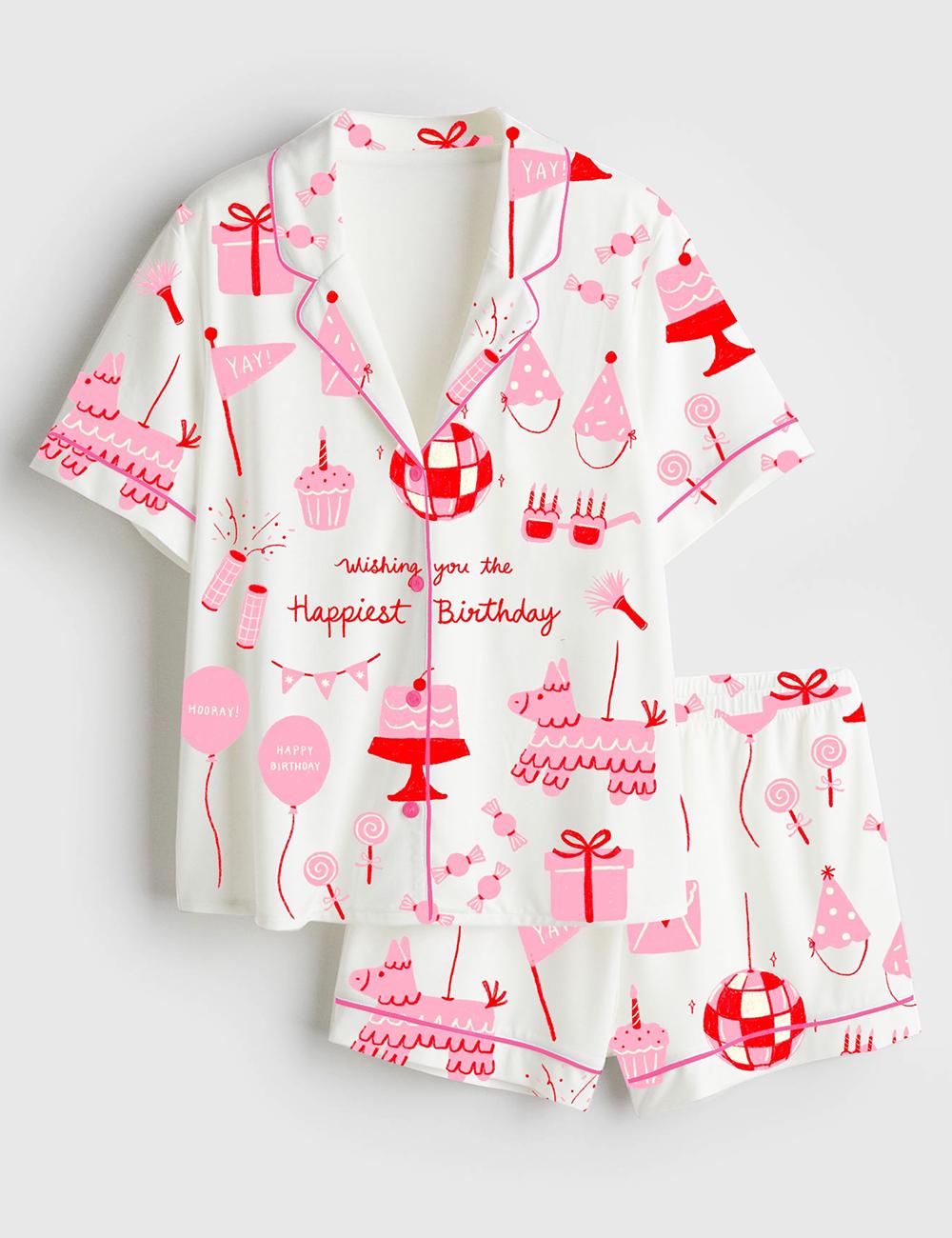 Birthday Party Pajamas Set Womens Celebration Sleepwear