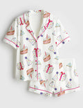 Birthday Cake Pajamas Set, Party Theme Womens Lounge Sleepwear