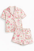 Women's Floral Queen Pajama Set, Imitation Silk Lounge Sleepwear