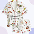 Whimsical Wedding Pajamas Set – Bride & Bridesmaid Sleepwear – Bachelorette Party Gift, Getting Ready Outfit