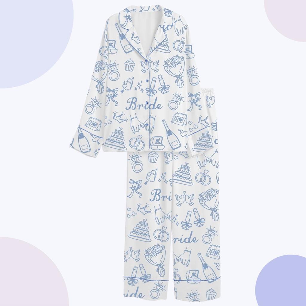 Bride Pajama Set – Wedding Morning Getting Ready PJs, Bridal Party Sleepwear