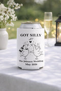 Silly Goose Wedding Can Cooler, Funny Wedding Favor, Personalized Wedding Can Cooler, Custom Couple Name Date Drink Holder