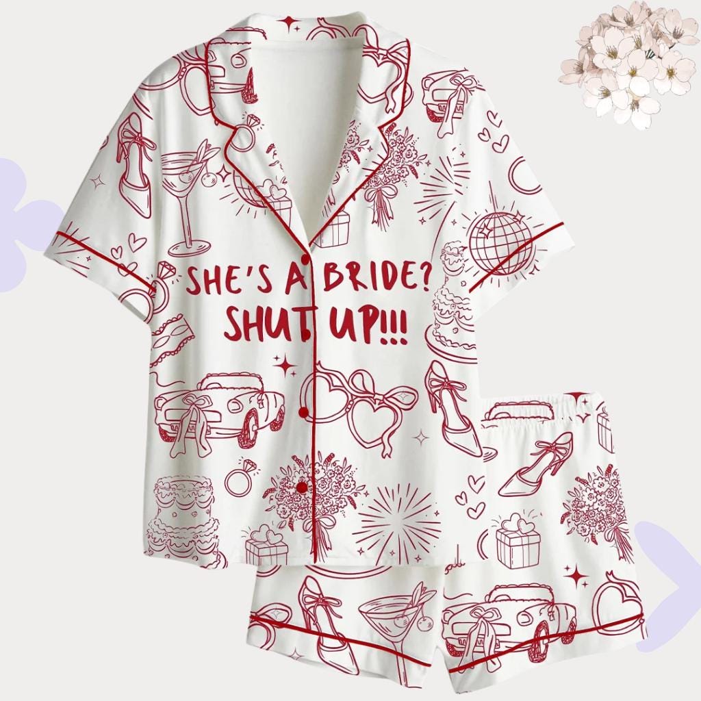 She's A Bride Pajama Set – Bridal Party Bachelorette PJs, Wedding Morning Sleepwear