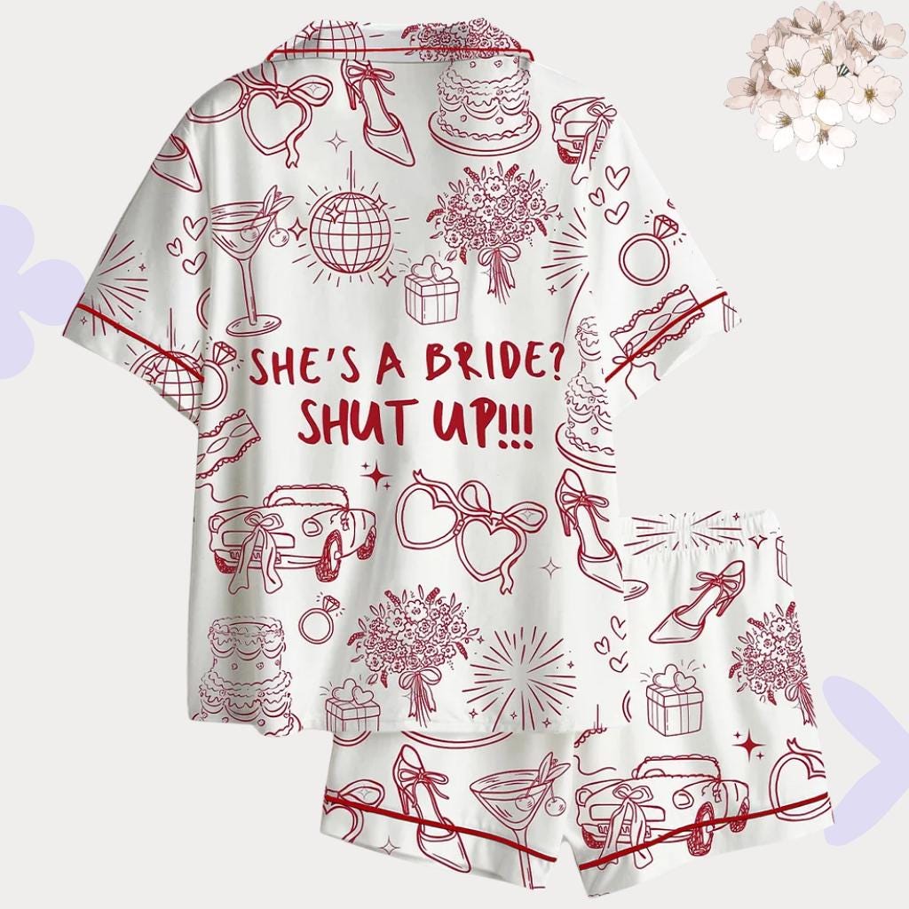 She's A Bride Pajama Set – Bridal Party Bachelorette PJs, Wedding Morning Sleepwear
