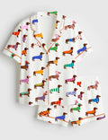 Women's Dachshund Pajama Set, Colorful Sausage Dog Sleepwear, Polyester Blend Lounge PJs