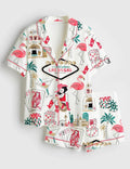 Las Vegas Pajamas Women Flamingo Sleepwear Set Bachelorette Party Gift Casino Outfit
