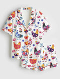 Floral Chicken Pajama Set, Farm Hen Print Sleepwear, Cottage Lounge PJs