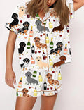 Dachshund Wine Pajama Set, Dog Lover Sleepwear, Doxie Lounge PJs