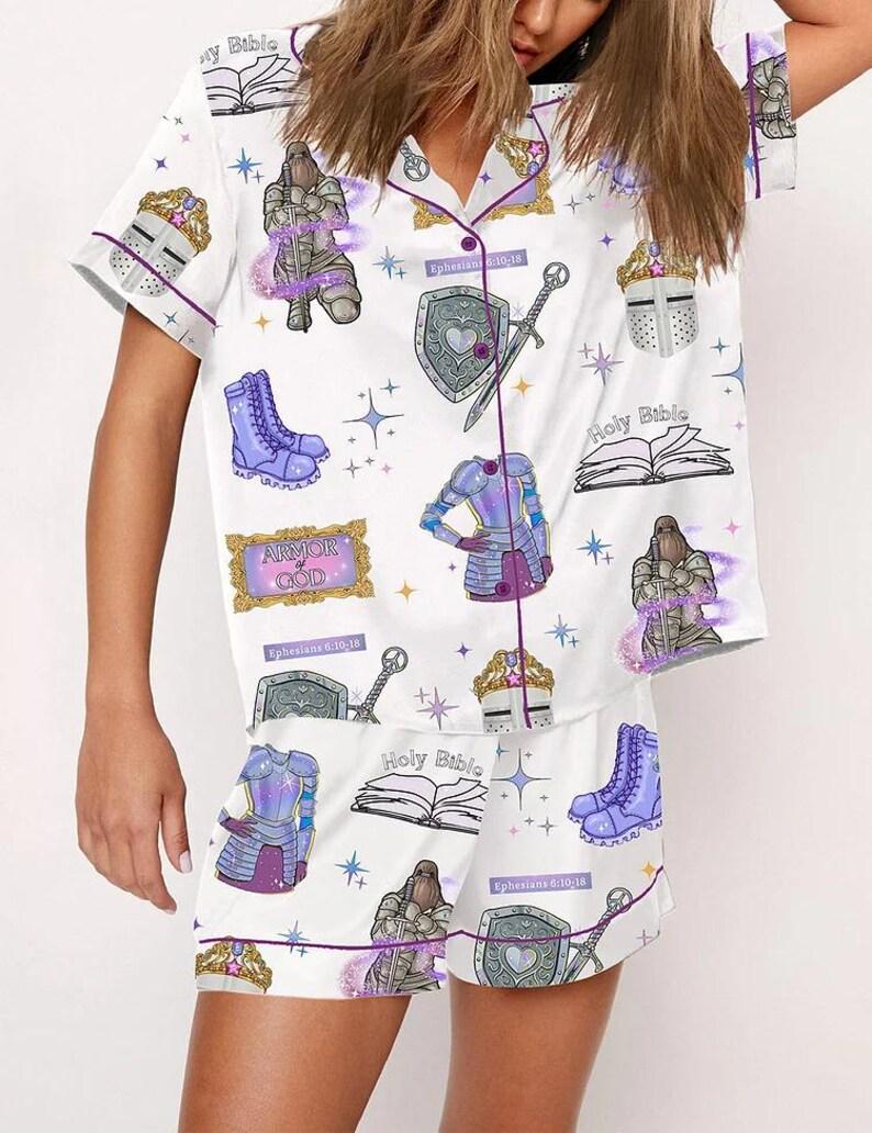 Armor of God Pajama Set Women, Christian Faith Sleepwear, Bible Verse Lounge Pajamas