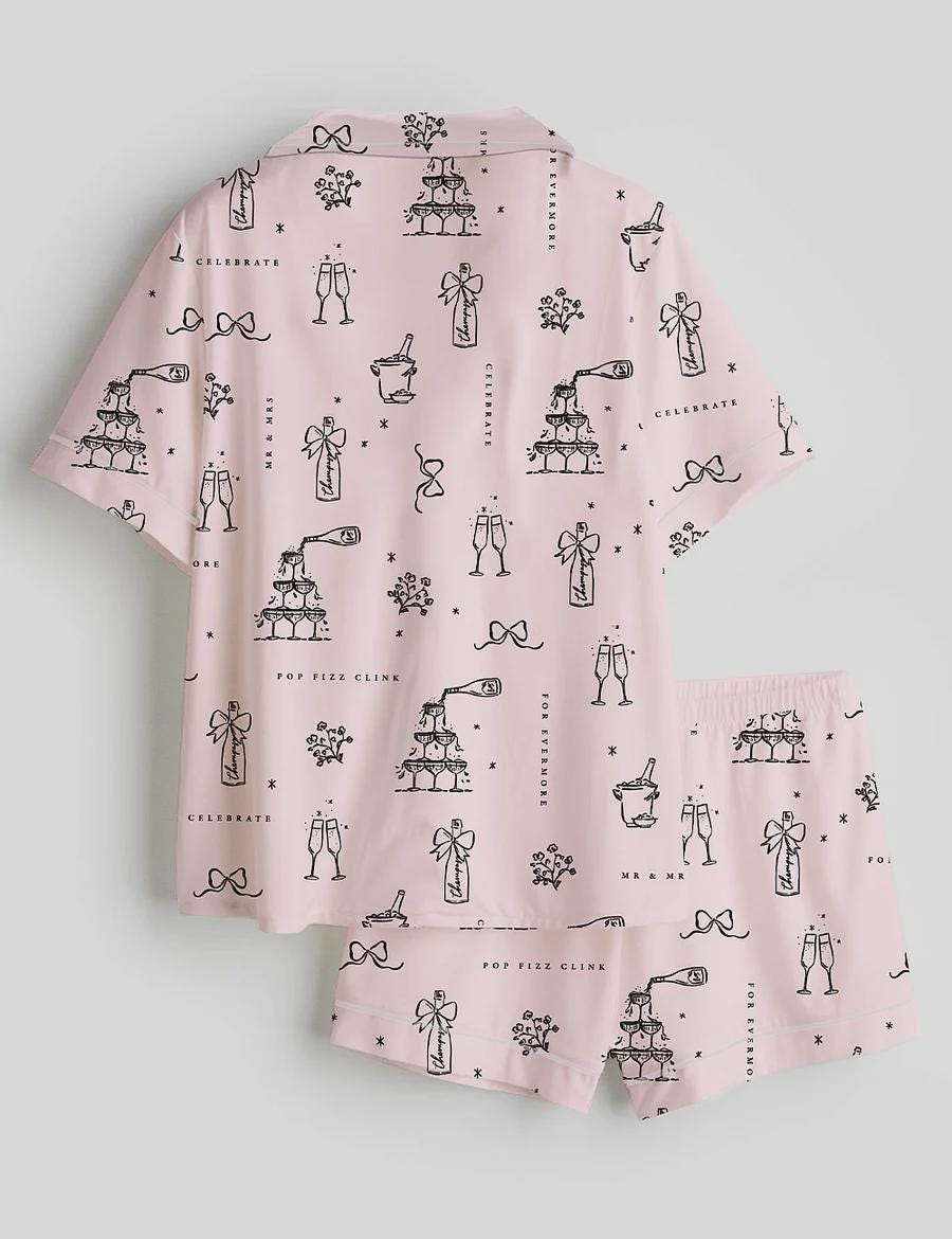 Bridal Shower Pajamas Women, Bride Getting Ready Sleepwear, Champagne Celebration PJs