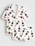 Champagne Bottle Pajamas Women, Bachelorette Party Sleepwear, Bridal Shower Lounge Set