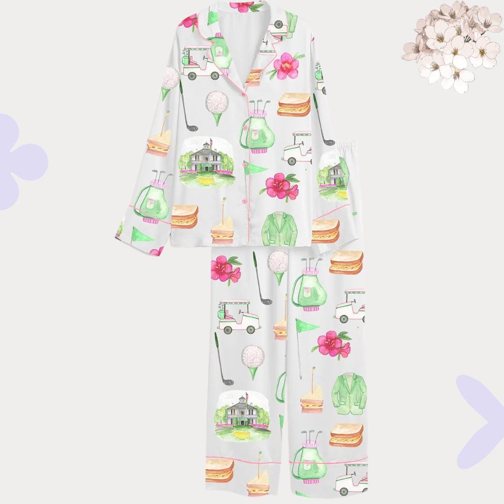 Pink Golf Pajama Set – Watercolor Lounge Set for Women | Bridal Party, Birthday, Bachelorette Gift