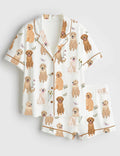 Women's Golden Retriever Pajama Set, Imitation Silk Sleepwear, Dog Lover Lounge Wear