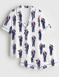 Political Humor Pajama Shirt and Shorts, Patriotic Print Loungewear, Election Theme Sleepwear