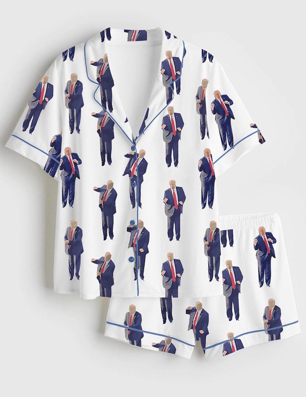 Political Humor Pajama Shirt and Shorts, Patriotic Print Loungewear, Election Theme Sleepwear