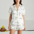 Women's Tennis Pajama Set Racket Print Short Sleeve Sleepwear Lounge Set