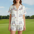 Women's Golf Cart Pajama Set Short & Long Sleeve Satin Sleepwear Lounge Set
