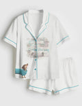 Funny Dog Pajama Shirt and Shorts, Dog Lover Print Loungewear Sleepwear