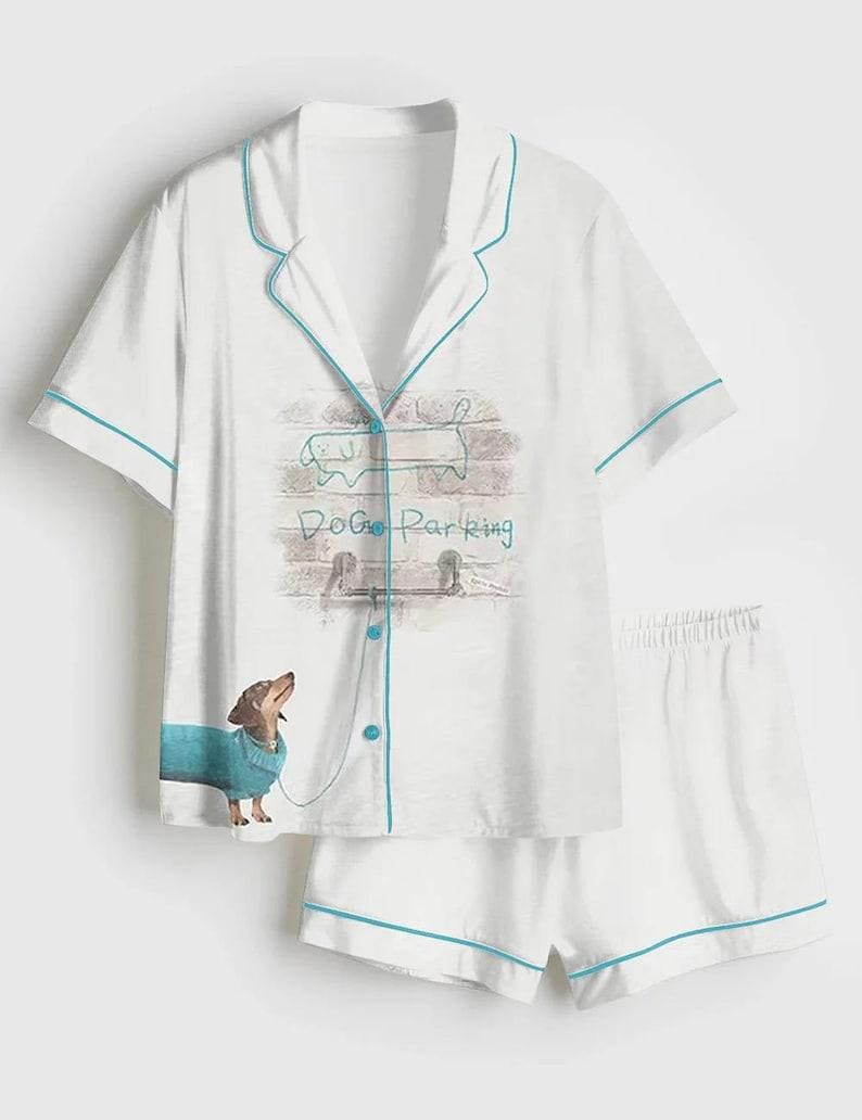 Funny Dog Pajama Shirt and Shorts, Dog Lover Print Loungewear Sleepwear