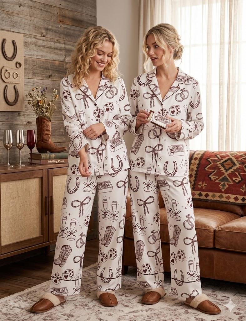 Western Pajama Set, Cowgirl Bachelorette Party Women's PJs