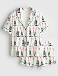 Ski Print Pajamas, Winter Sports Sleepwear, Womens Lounge Pajamas