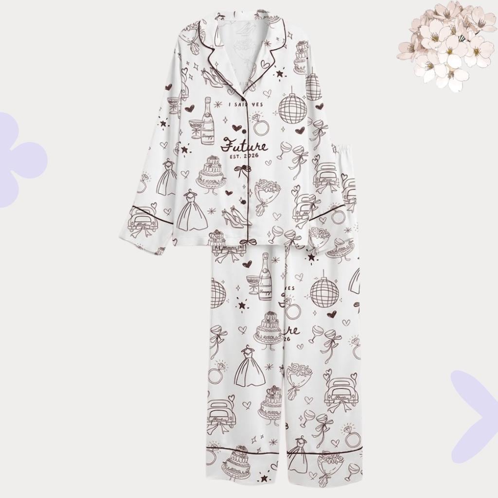 Future Mrs. Bridal Doodle Pajama Set – Engagement Bachelorette Sleepwear 2026