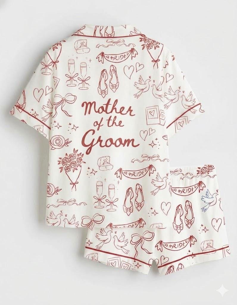 Mother of the Groom Pajamas – Bridal Party Sleepwear – Wedding Morning Preparation Outfits