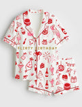 Flirty Birthday Pajamas, Birthday Party Pajama Set, Womens Lounge Sleepwear
