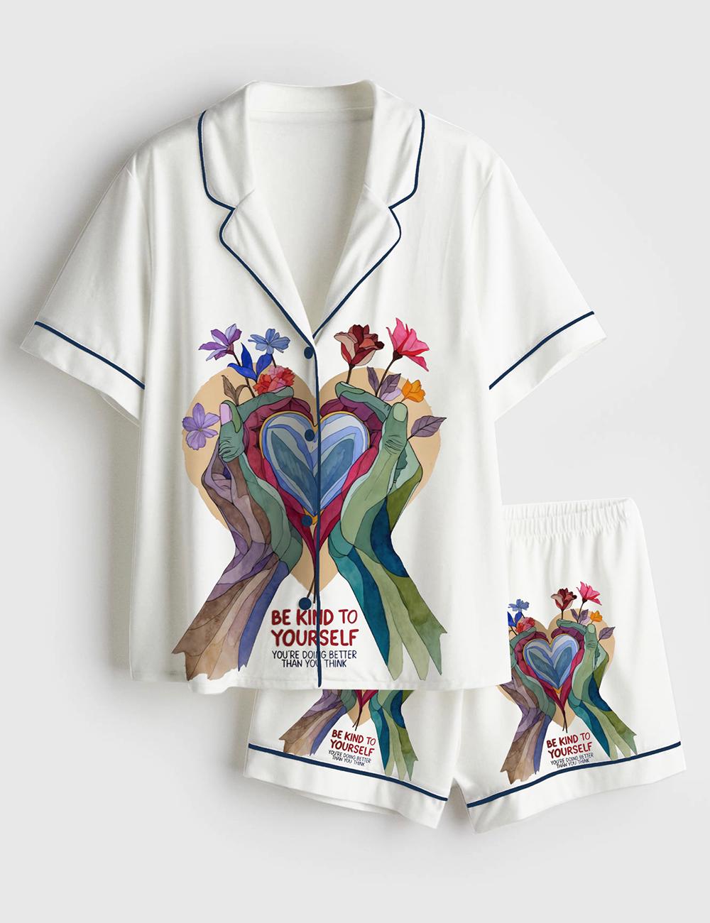 Self Love Pajama Set Women Sleepwear Mothers Day Gift Inspirational Quote Loungewear