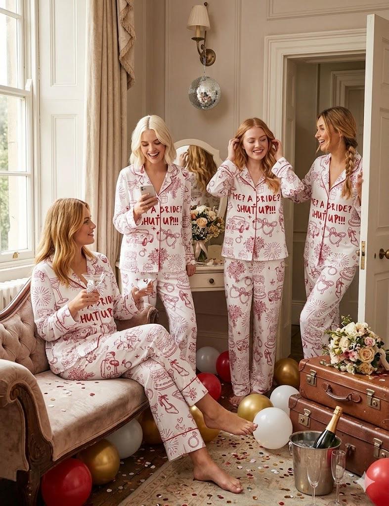 She's A Bride Pajama Set – Bridal Party Bachelorette PJs, Wedding Morning Sleepwear