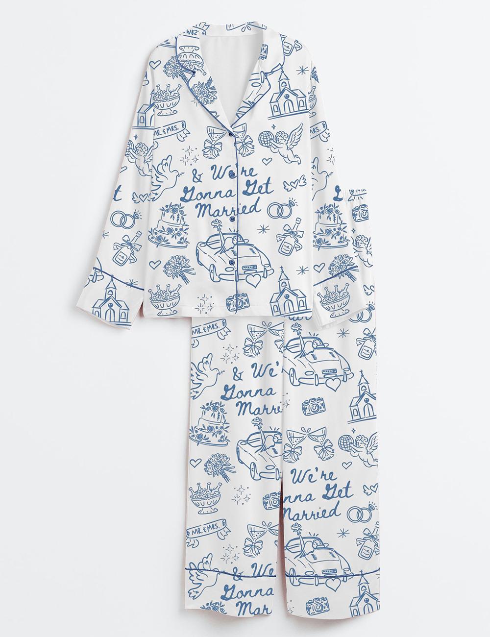 Going To The Chapel Pajamas Set, Custom We're Gonna Get Married PJS, Wedding Day Short Sleeve Sleepwear, Bridal Party Getting Ready Outfit