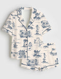Hawaiian Pajama Set Women Summer Sleepwear Tropical Beach Loungewear Island Print