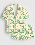 Abstract Pajama Set Women Summer Sleepwear Minimal Loungewear Geometric Pattern Print