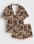 Western Pajama Set Women Summer Sleepwear Cowboy Loungewear Horse Desert Print