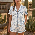 Western Cowgirl Hawaiian Pajama Set Women Yee Haw Print Summer Sleepwear Desert Loungewear